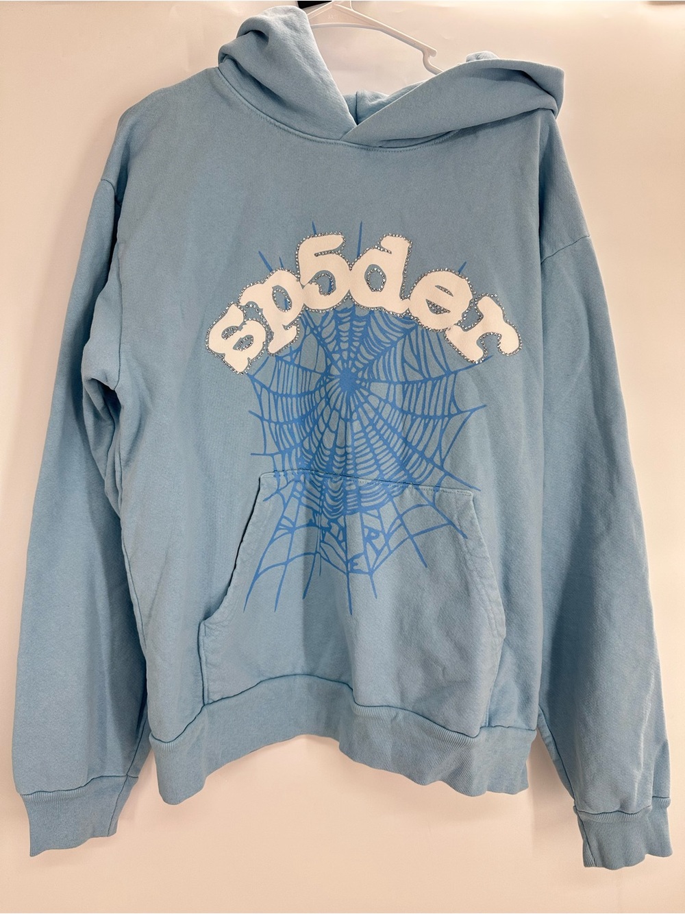 Spider Sp5der Sky Blue Hoodie Size Medium